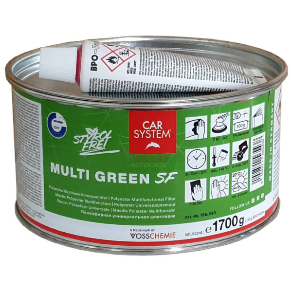CarSystem Multi Green SF inkl. Härter Multifunktionsspachtel styrolfrei 1,75 Kg